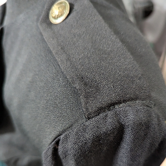 Vintage 80s Black Military Blazer Gold Buttons Power Suit Jacket Structured - Picture 14 of 16